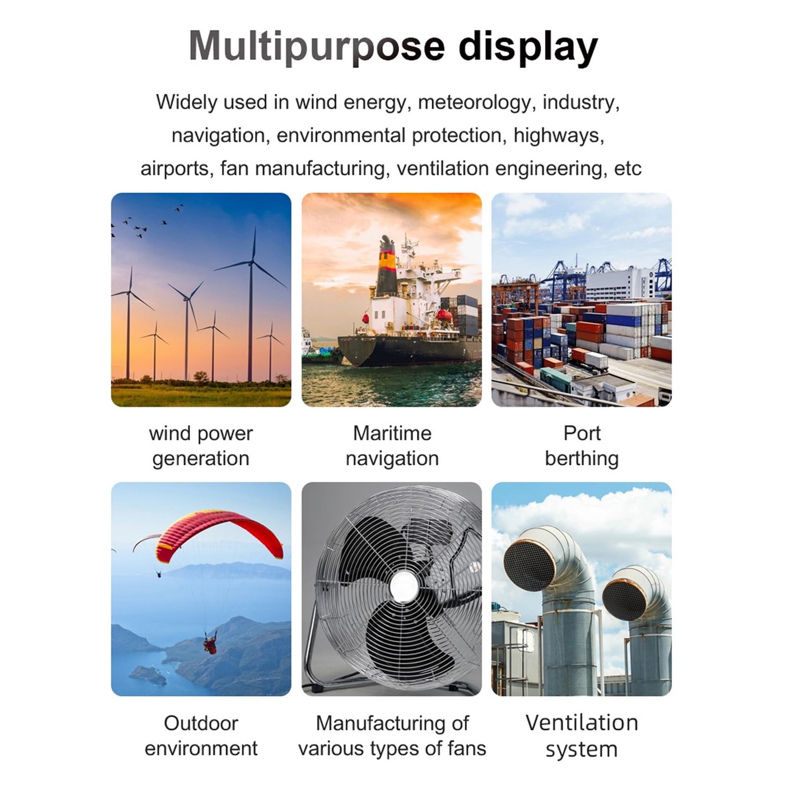 Handheld Anemometer, Digital Wind Speed CFM Meter Gauge Velocity Tester, Temperature Humidity Sensing, for Shooting Drone, Wind Chill, Sailing, Windsurfing