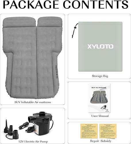Miniatura 7 de XYLOTO Colchón de aire SUV para campamento, cama inflable gruesa para acampar con bomba de aire, colchón portátil para dormir para el hogar, viajes