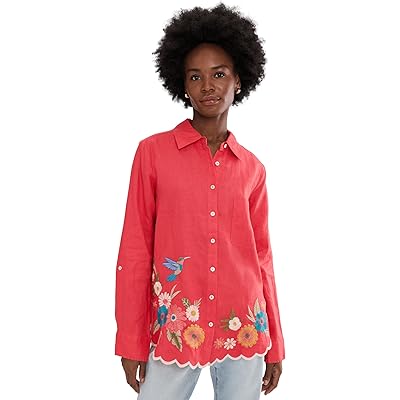 Johnny Was Relaxed Linen Shirt - Francis cayenne