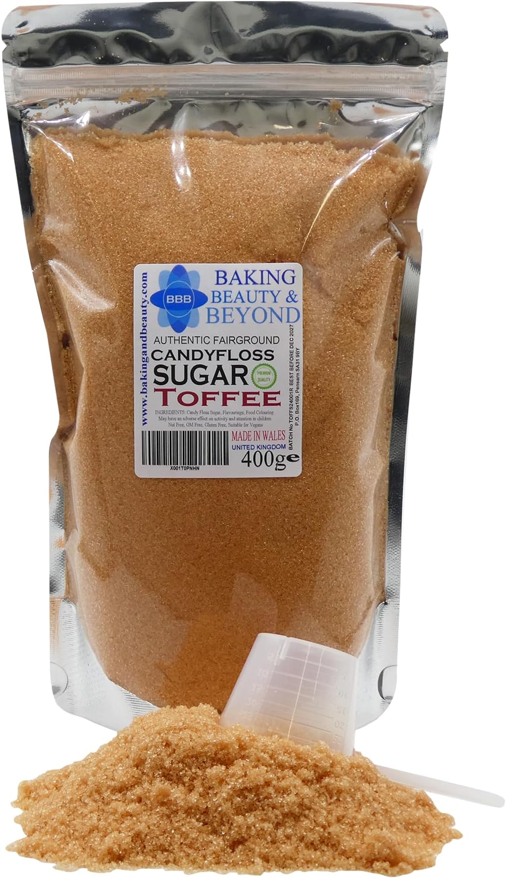Baking Beauty and Beyond Premium Candy Floss Sugar 400g - Toffee Flavour