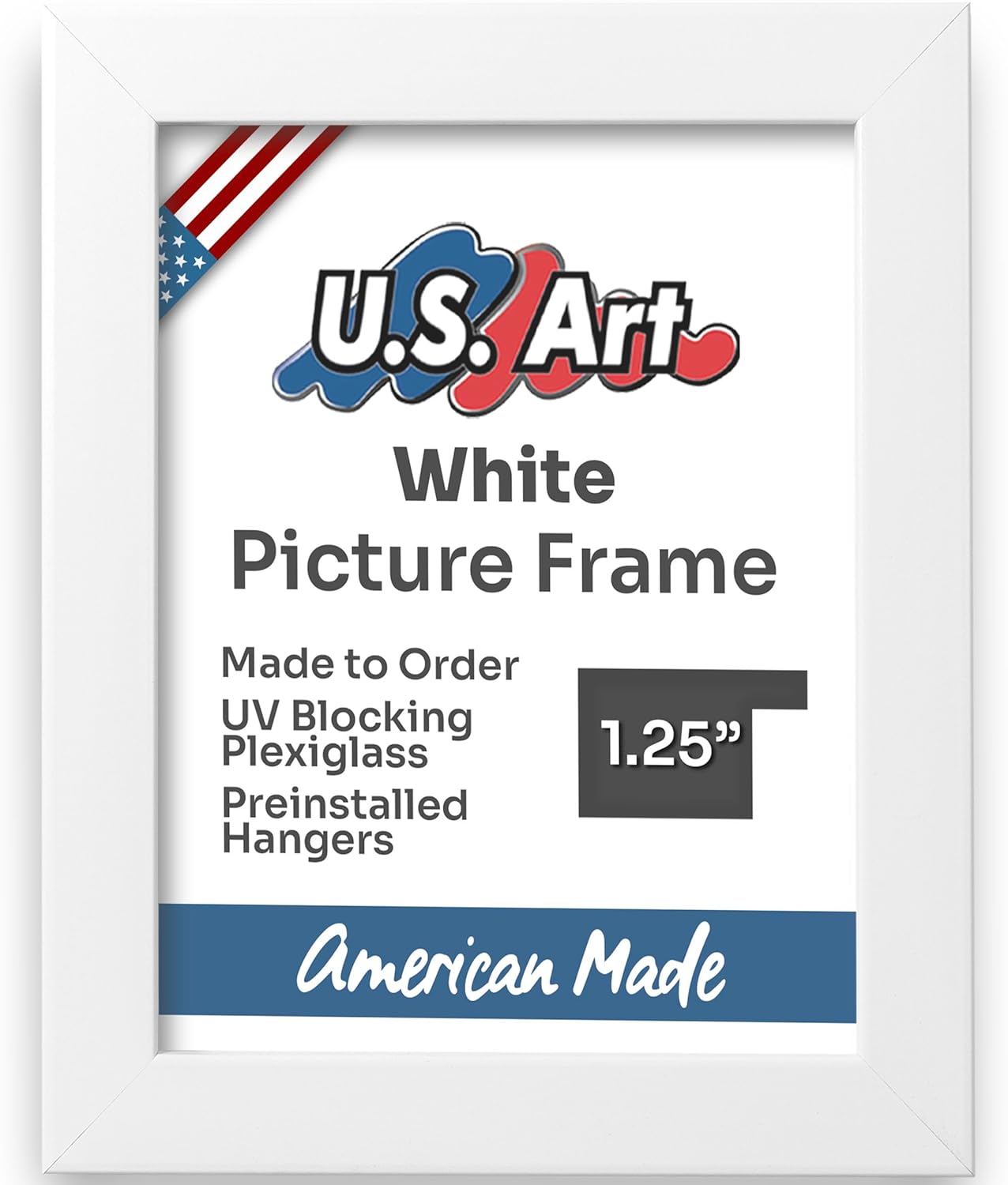 White 15x20.5 Puzzle Frame 1.25" Inch Wide - Handmade American Picture Frames with Preinstalled Hangers and UV Blocking Plexiglass, 15x20.5 Frame