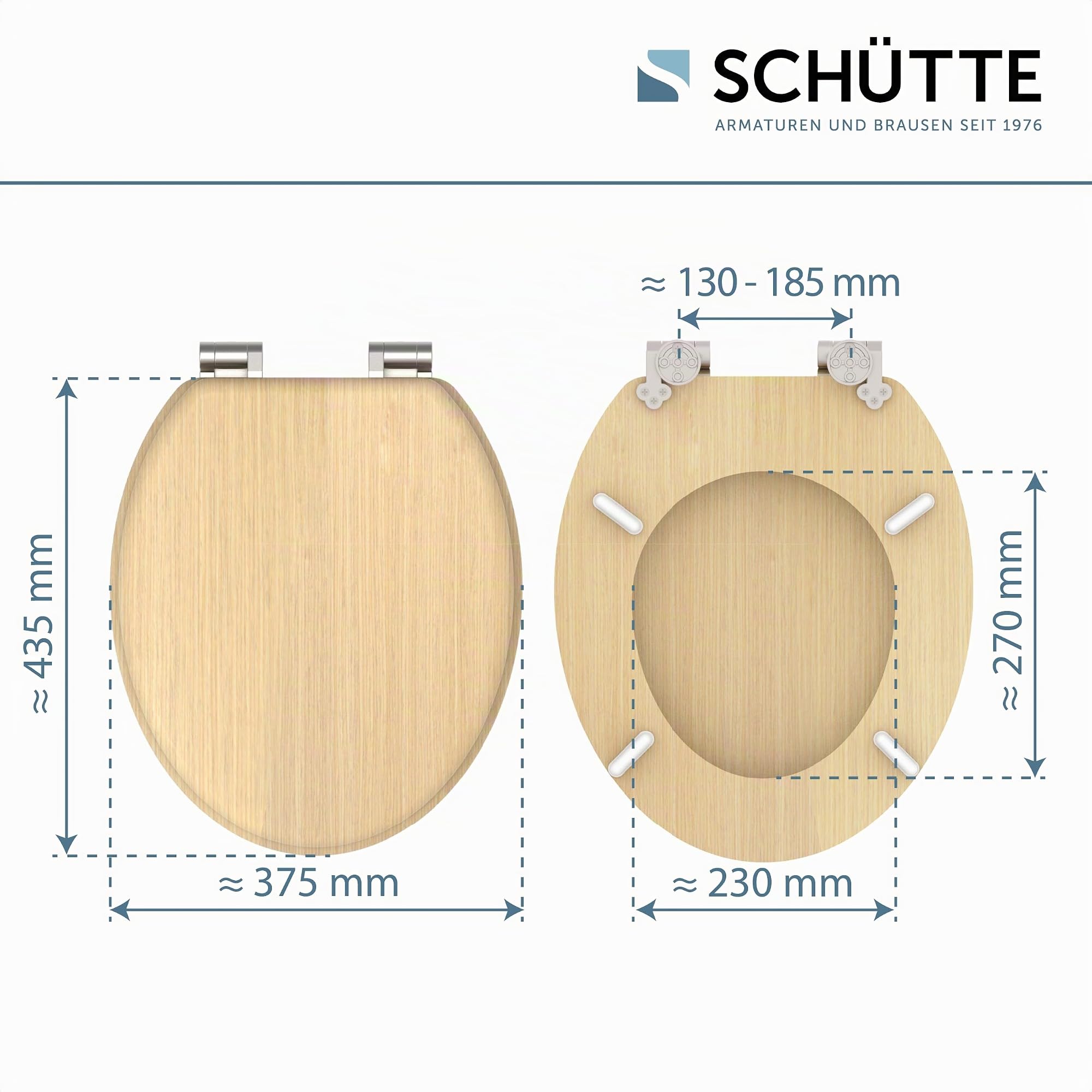 SCHÜTTE Tavoletta WC chiusura ammortizzata legno | Copriwater universali globo | Coperchio Water MDF | Sedile WC Universale | Asse Water | Fino a 250 kg | NATURAL WOOD