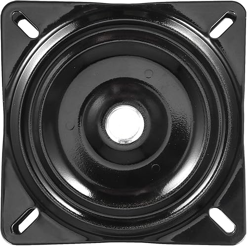 Miniatura 4 de JEUIHAU Paquete de 2 taburetes de bar de 6.5 pulgadas, placa giratoria de taburete de bar negro, placa de montaje de bases giratorias de asiento