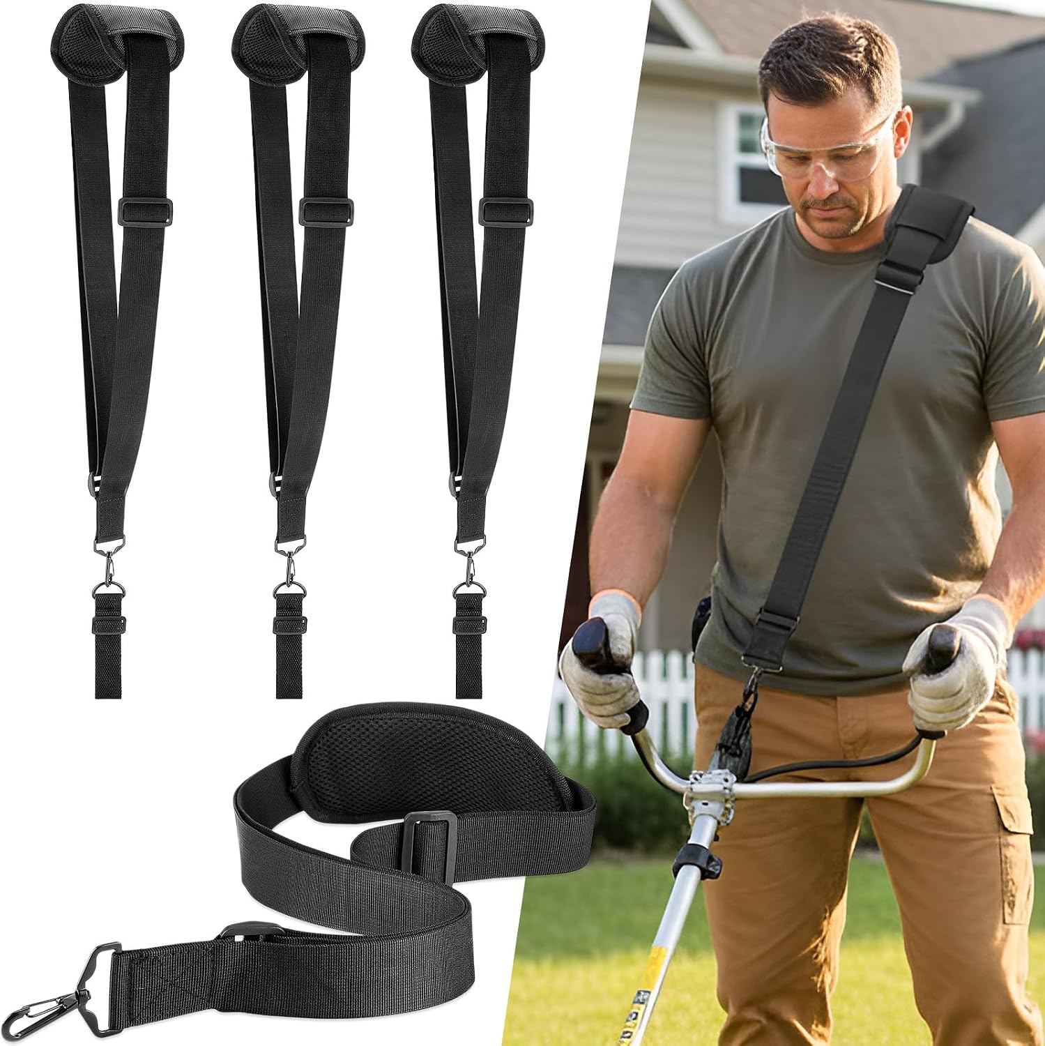 Sadnyy 4 PCS Trimmer Straps - Black Weeding Machine Shoulder Strap for String Trimmer Leaf Blower Shrub Trimmers