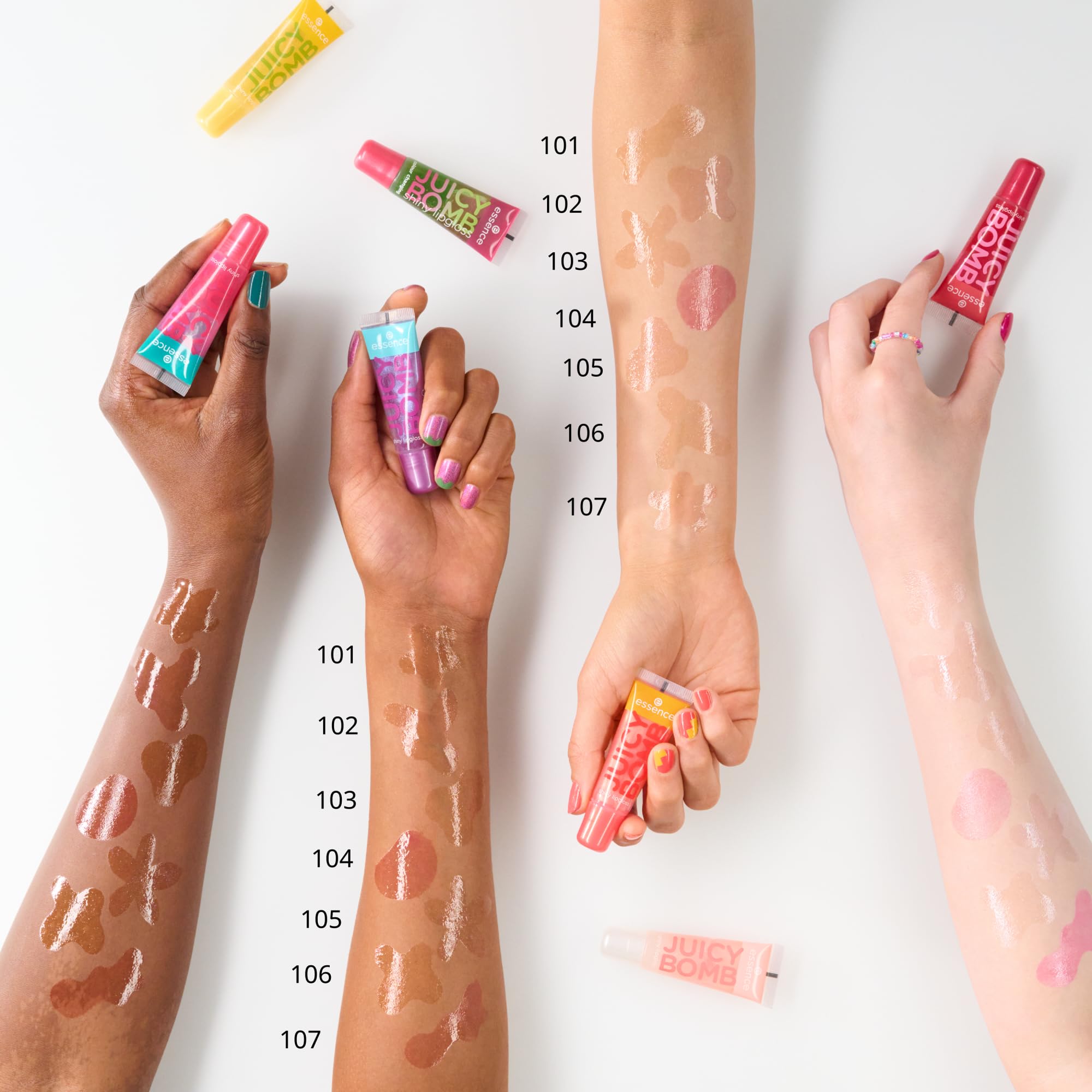 essence Zestaw błyszczyków JUICY BOMB shiny lipgloss set, z olejkami, naturalny, błyszczący, mieniący się (1pcs)