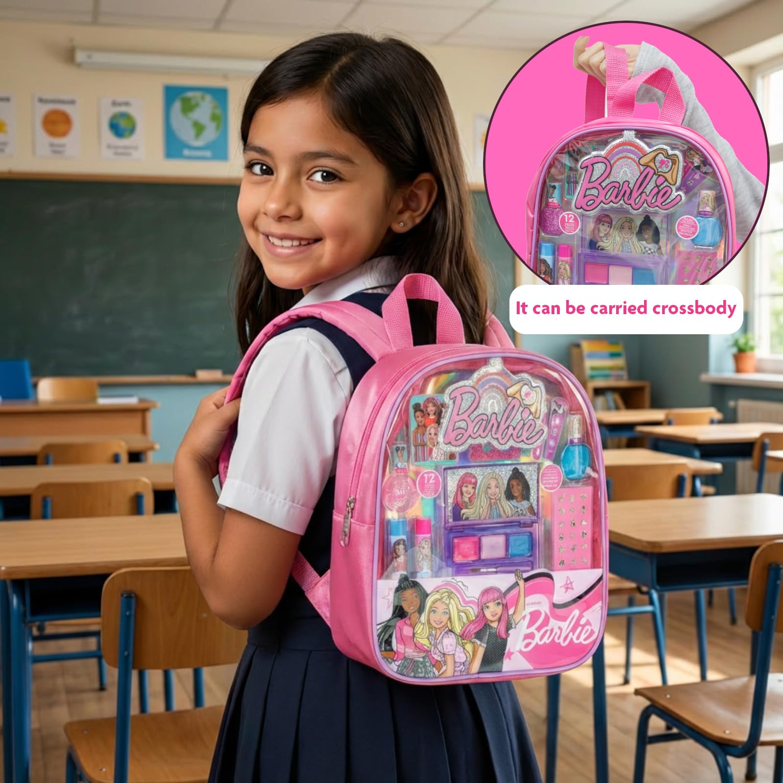 Barbie Sac à Dos Maquillage Enfant Coffret Beauté Filles Cadeau