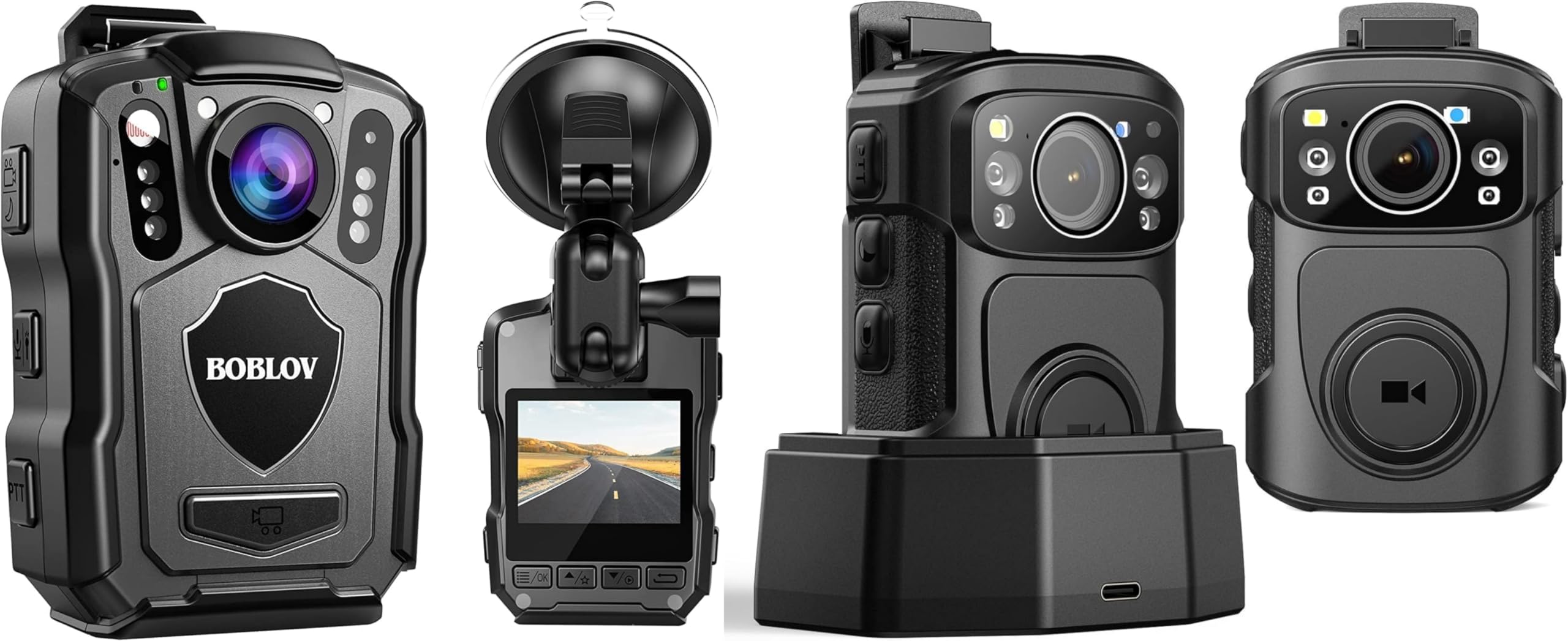 BOBLOV 2K 64GB Body Camera, M5 1440P Body Mounted Cam and B4K5 128G 4K Body Camera,3400mAh IP68 Waterproof GPS Police Body Cams