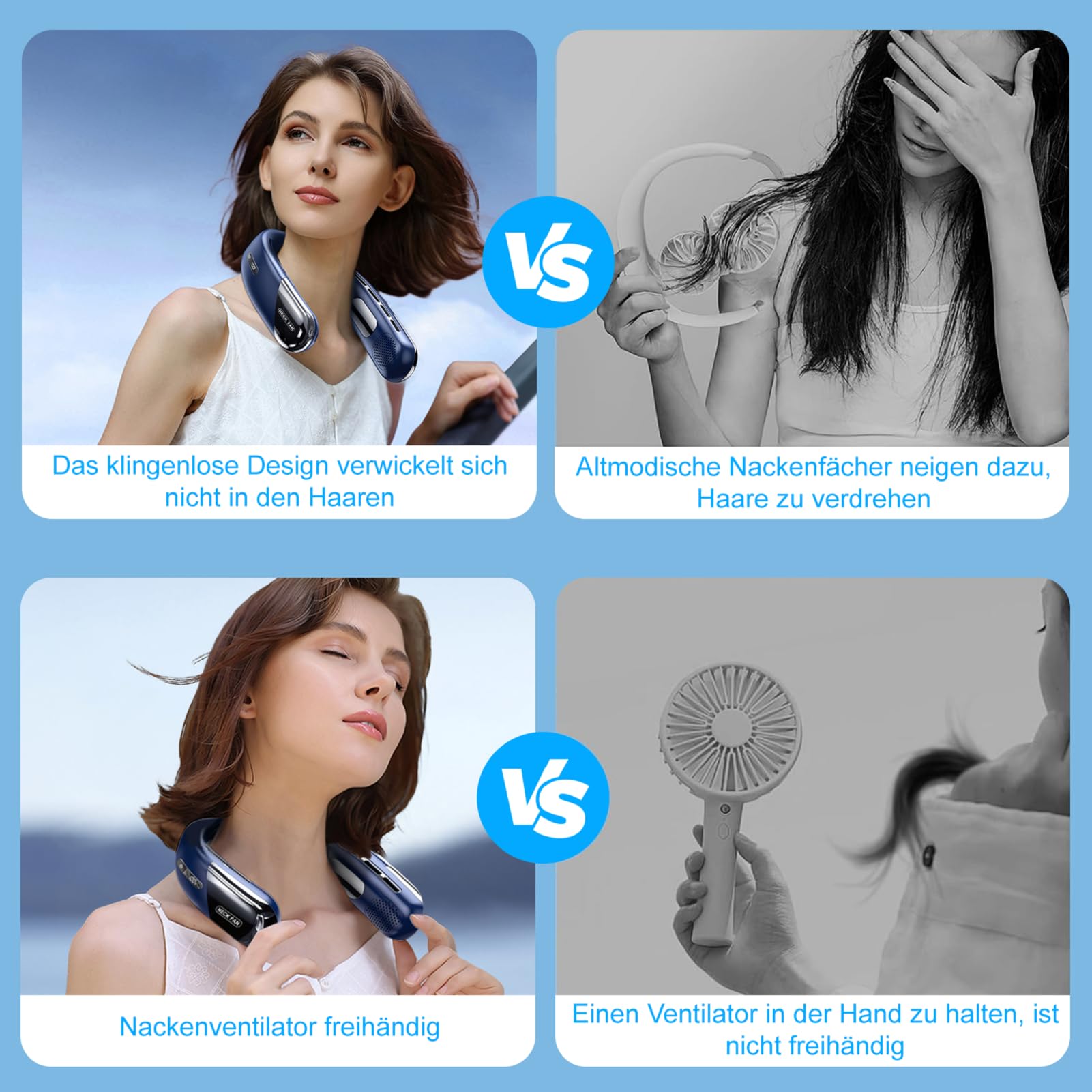 Ventilatore da Collo, Ventilatore Portatile da Collo, 5 Velocità, ventilatore collo Silenzioso Senza Pale con flusso d'aria a 360°, neck fan personale USB per Viaggi Estivi Laurea Ragalo