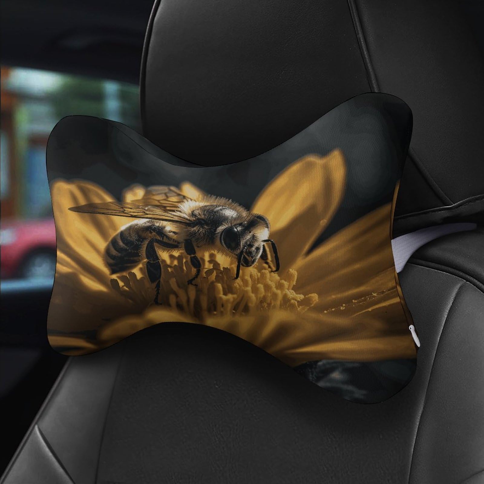Almohada Serious Bee, núcleo de almohada de espuma viscoelástica, cojín, proporciona apoyo para el cuello, almohadas de coche para viajes y oficinas en casa.