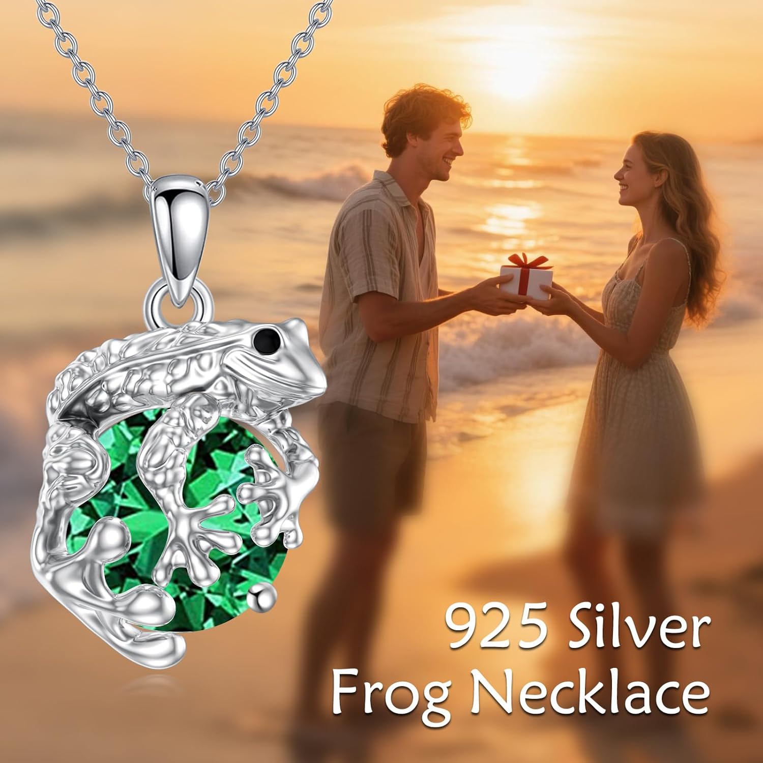 KQF Frog Necklace with Birthstone 925 Sterling Silver Frog Pendant Necklace Jewelry Present for Women - Image 4