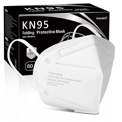 Miniatura 57 de Hotodeal KN95 - Mascarilla facial de 40 unidades, negro KN95, máscara antipolvo de 5 capas, para hombres, mujeres, trabajadores