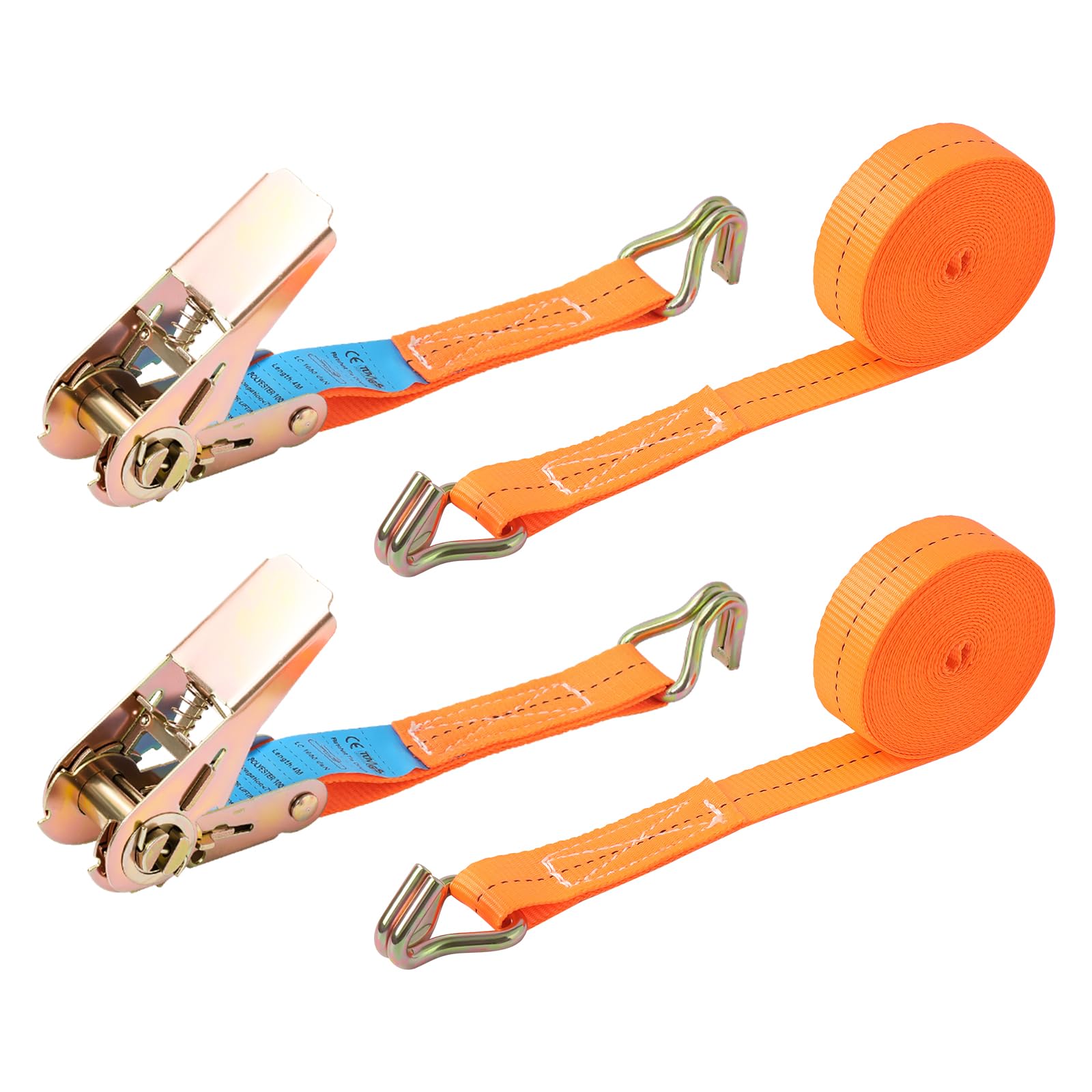 Putentfun Ratchet Straps with Hook - 2 Pack 800kg Tie Down Straps 5M x 25MM Heavy Duty Ratchet Straps with Cam Buckle for Motorcycles/Car/Trailer/Household