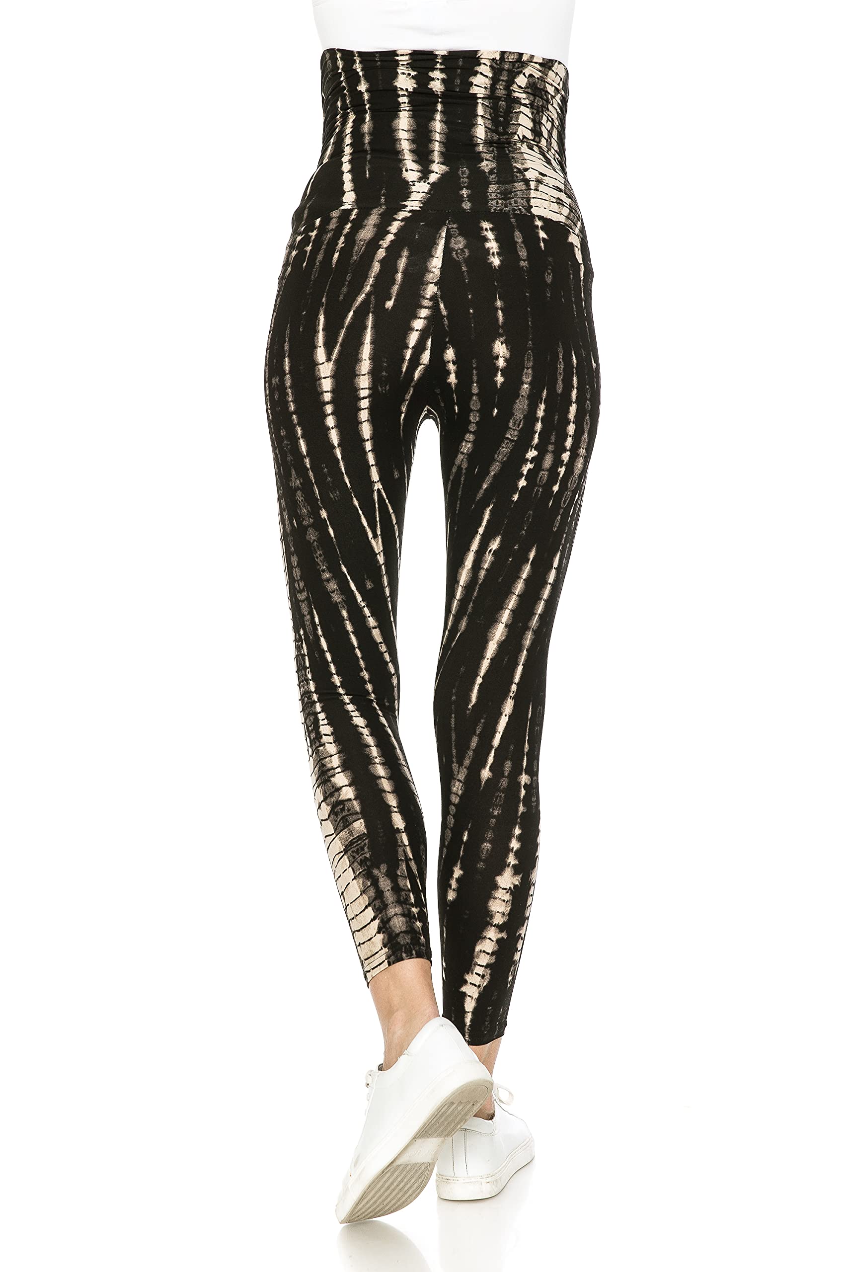 Leggings Depot Legginsy ciążowe dla kobiet, rajstopy ciążowe na co dzień, Czarny i jasnobrązowy, XL