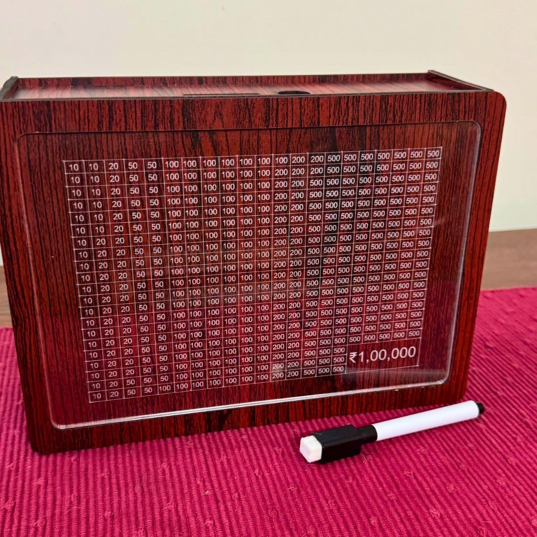 Zesta Wooden Piggy Bank | 1 Lakh Money Saving Box with Numbers | Money Saving Challenge Box | Wood Money Bank for Adults & Kids | Cash Box | Piggy Bank for Girls | Money Treasure Box