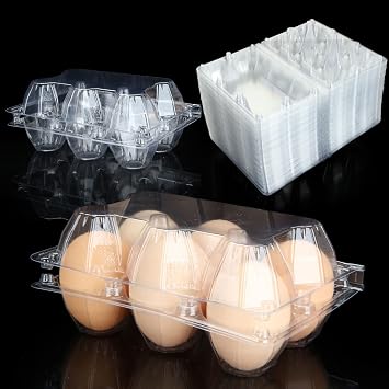 100PCS Egg Cartons Cheap Bulk, Each Holds Half Dozen Eggs 6 Eggs, Plastic Chicken Egg Carton Egg Tray Egg Cartons Holder for Family Pasture Farm Market