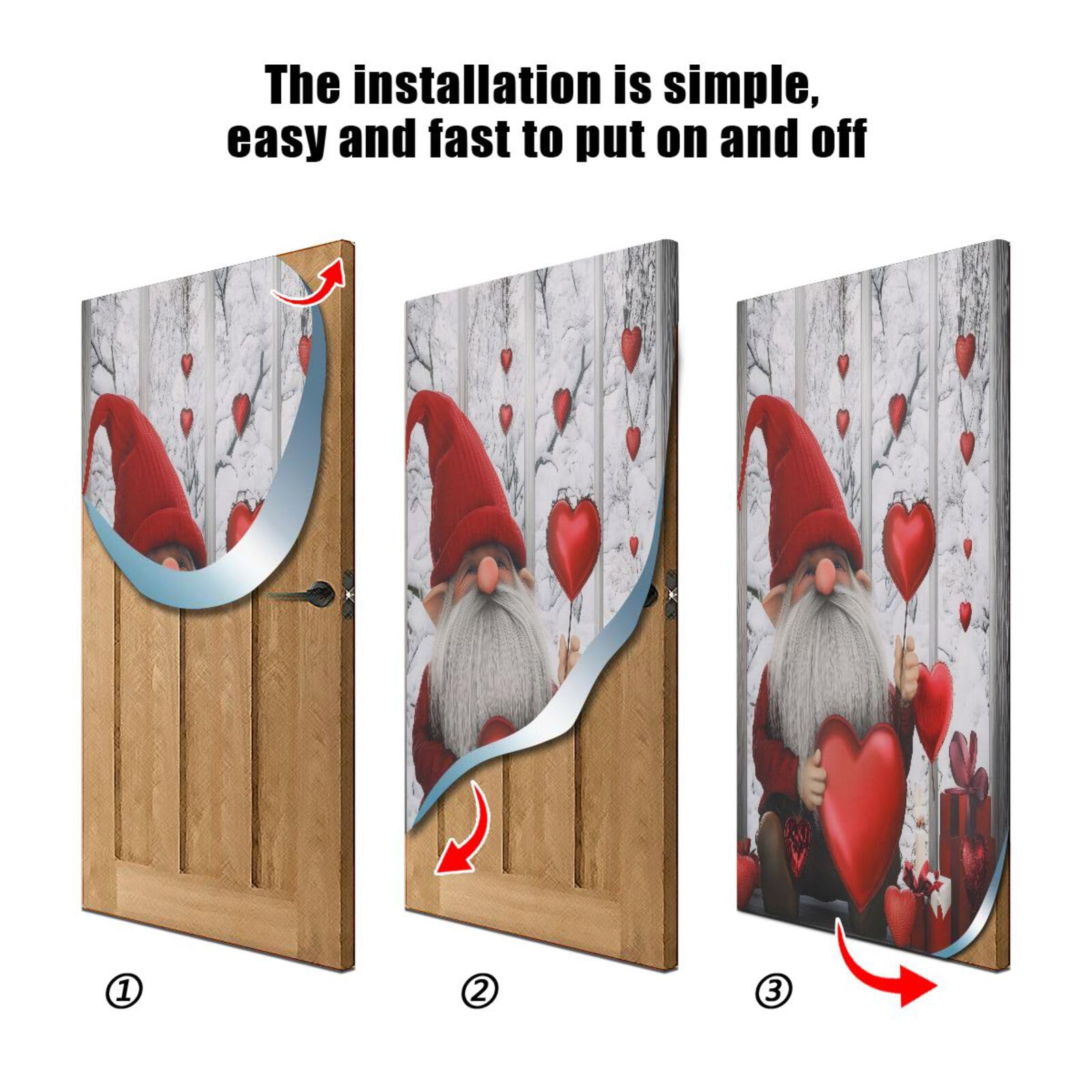 FLildon Romantic Gnome Valentine's Day Love Balloons Door Cover Decoration, Party Accessory Porch Decor for Festive Ornament Room Door Covers 36 x 98 Inch