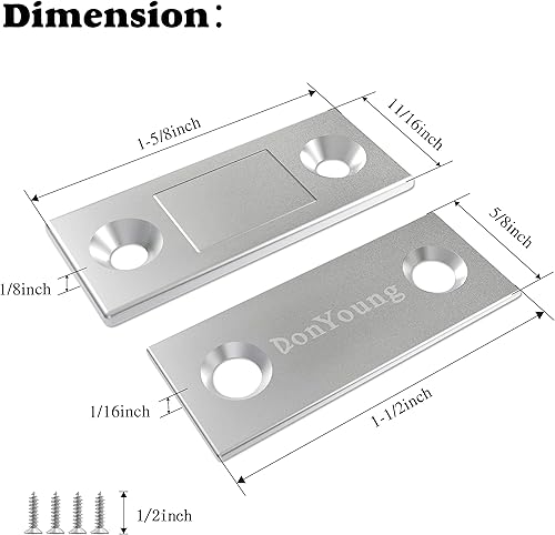 Miniatura 3 de Cierre magnético para puerta, paquete de 8 cierres magnéticos ultrafinos para gabinete con adhesivo fuerte, cerraduras delgadas para cajones,