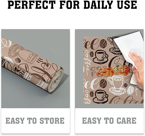 Miniatura 6 de Juego de 4 manteles individuales de café, manteles individuales rectangulares de lino de 12 x 18 pulgadas, antideslizantes, para decoración de