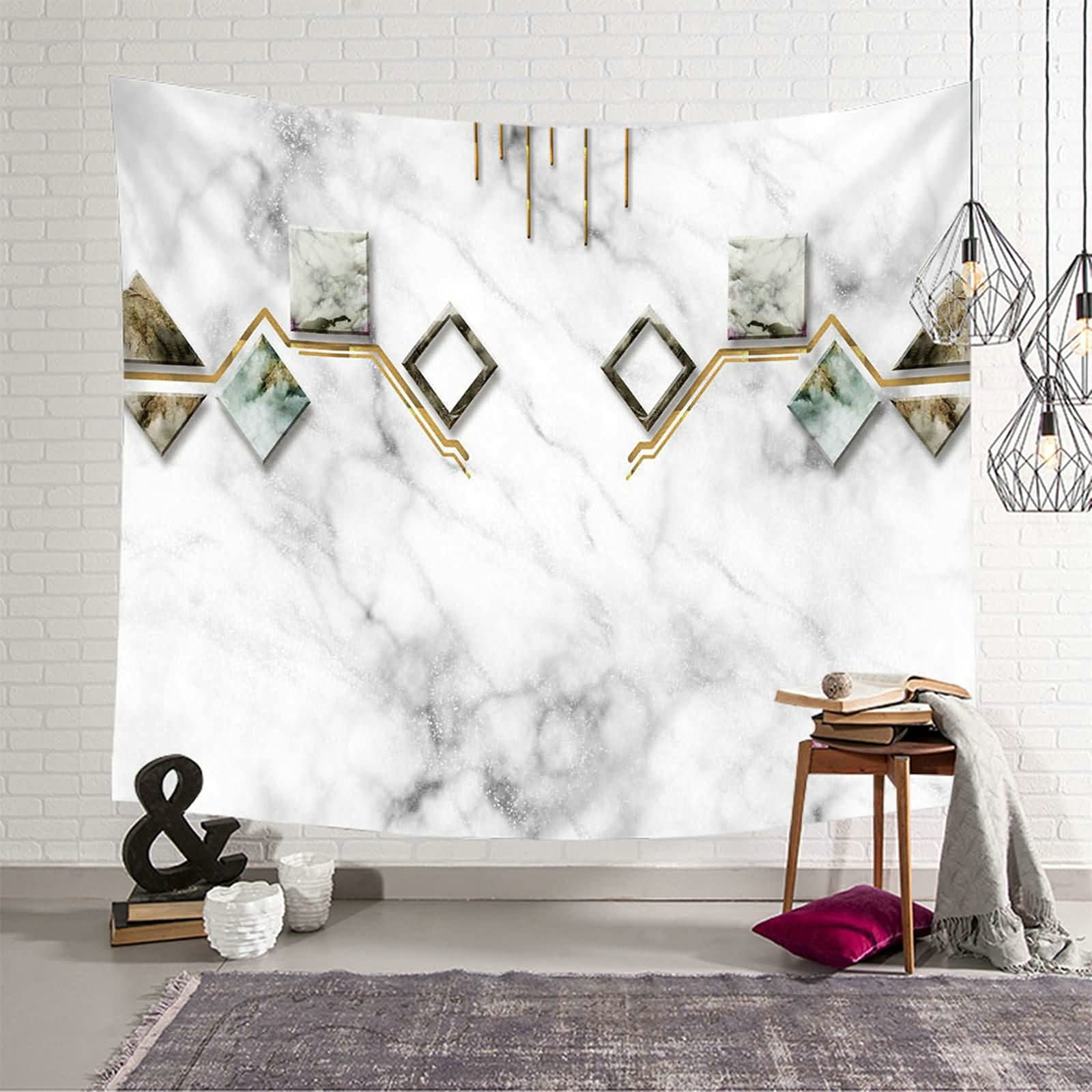 Tapiz de pared KnSam para cubrir paredes vacías con arte geométrico gris y marrón