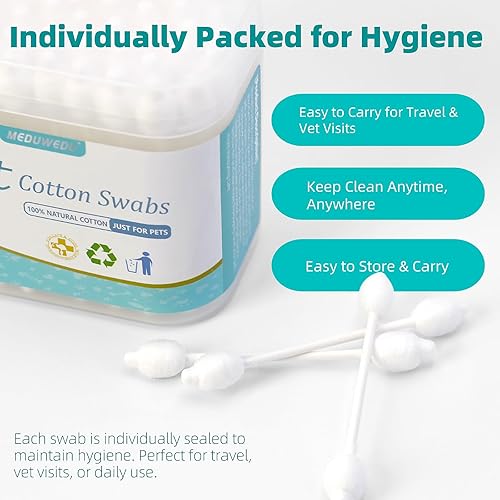 Miniatura 6 de Hisopos de algodón para mascotas, 55 unidades, puntas en forma de calabaza, algodón suave y palillo de papel, hisopos limpiadores de oídos para