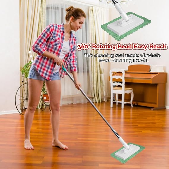 Dust Mop With 10 Reusable Cloths, Sweeper Mop, Dust Mop Magic Snap Grip Mini Mop Cloth Changing Mini Mop with Reusable Towels for Floor Wall Kitchen