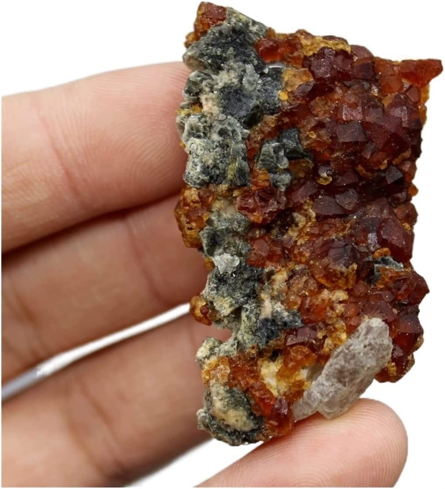 mineralien Steine Natürliches Spessartin-Granat Mineral-Probensteine und Kristalle Edelsteinheilungskristalle Quarz kristall Steine deko (Color : 18g)