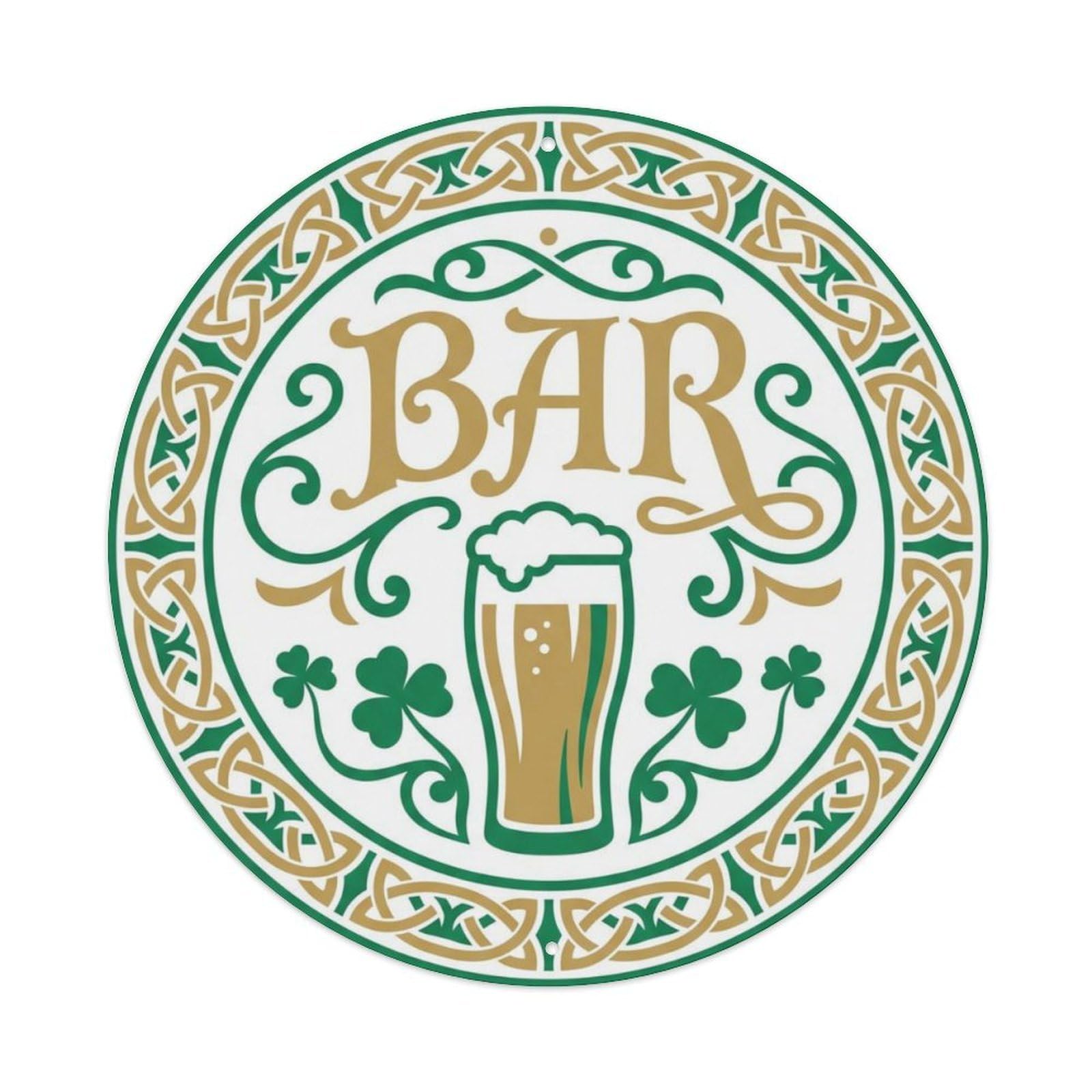 BAR Emerald Pub Plate Metal Tin Sign Plaque Wall Decor for Cafe, Club Bar, Office, Home Garden Round Metal Poster 8x8Inch