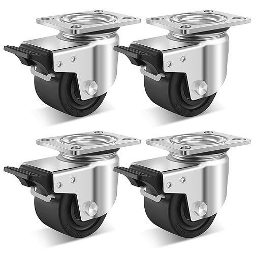 Juego de 4 ruedas de 3 pulgadas, ruedas resistentes de 4400 libras, ruedas industriales con freno, diseño de centro de gravedad bajo, ruedas