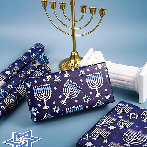 Vista 48 de WRAPAHOLIC Rollo de papel kraft de regalo de Navidad, mini rollo, 3 rollos, 17 x 120 pulgadas por rollo, colección navideña de alce de acuarela