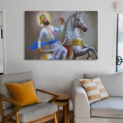 Miniatura 6 de Impresiones de arte religiosas para pared de Sikh Guru Gobind Singh Ji Maharaj sobre un caballo blanco lienzo impresiones artísticas para decoración