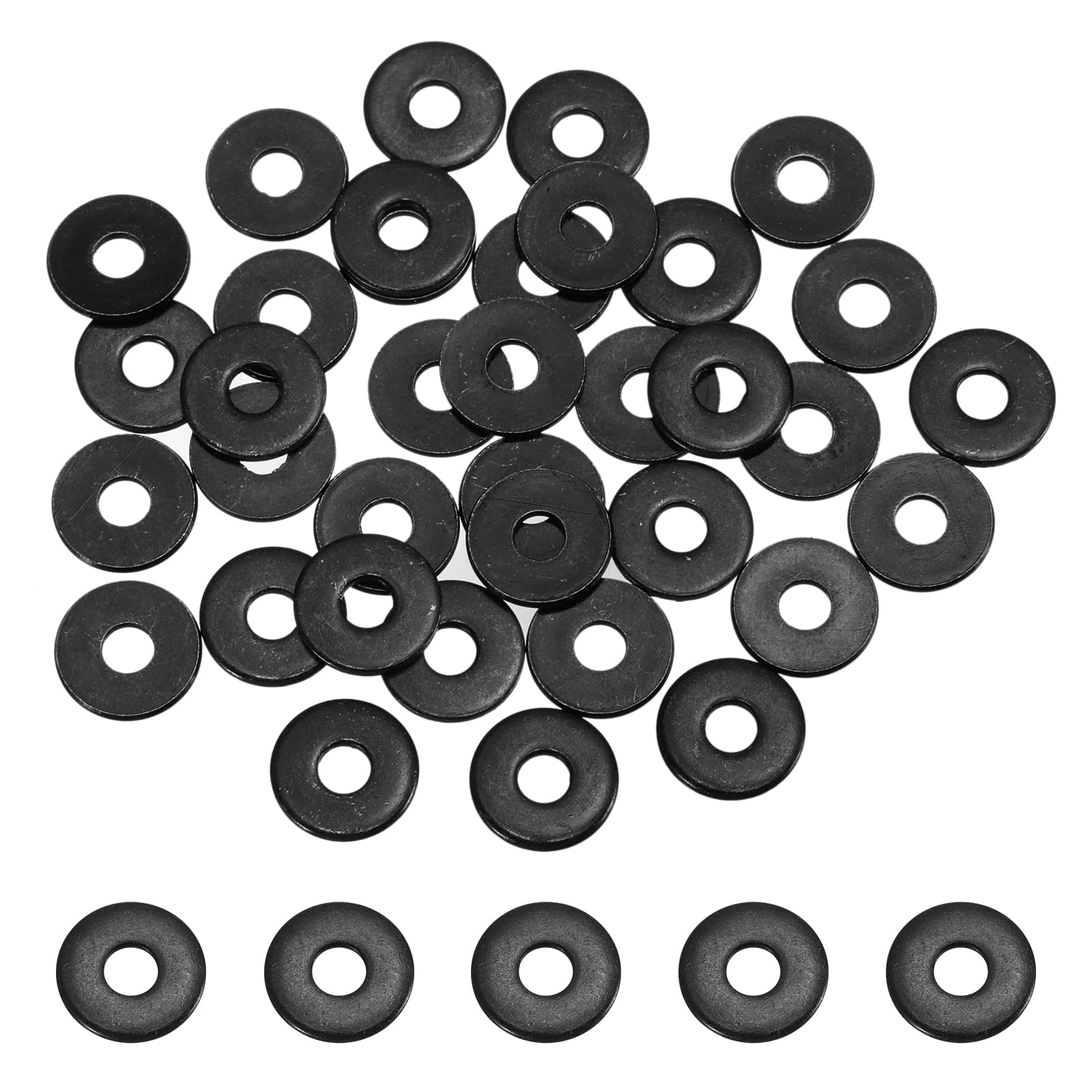 sourcing map 120 Pcs M4 ID x 12mm OD Flat Washers, 304 Stainless Steel Metal Washers Black Zinc Sealing Crush Rings for Screws and Bolts