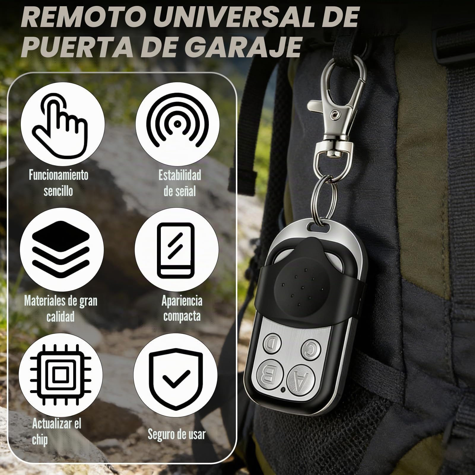 4 Piezas Mando Garaje Universal 433MHz, Mando Garaje Clonador con 4 Botones, MandoPuerta Garaje Codigo Fijo, MandoDistancia Garaje, MandodeGaraje, MandoParking para Puerta deGaraje Automática