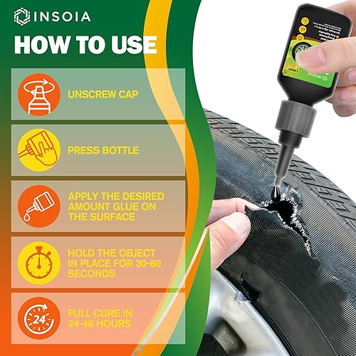 Miniatura 5 de Pegamento de goma negro, 0.71 onzas de adhesivo de goma resistente para neumáticos, tubos, zapatos, plástico, metal y proyectos de bricolaje,