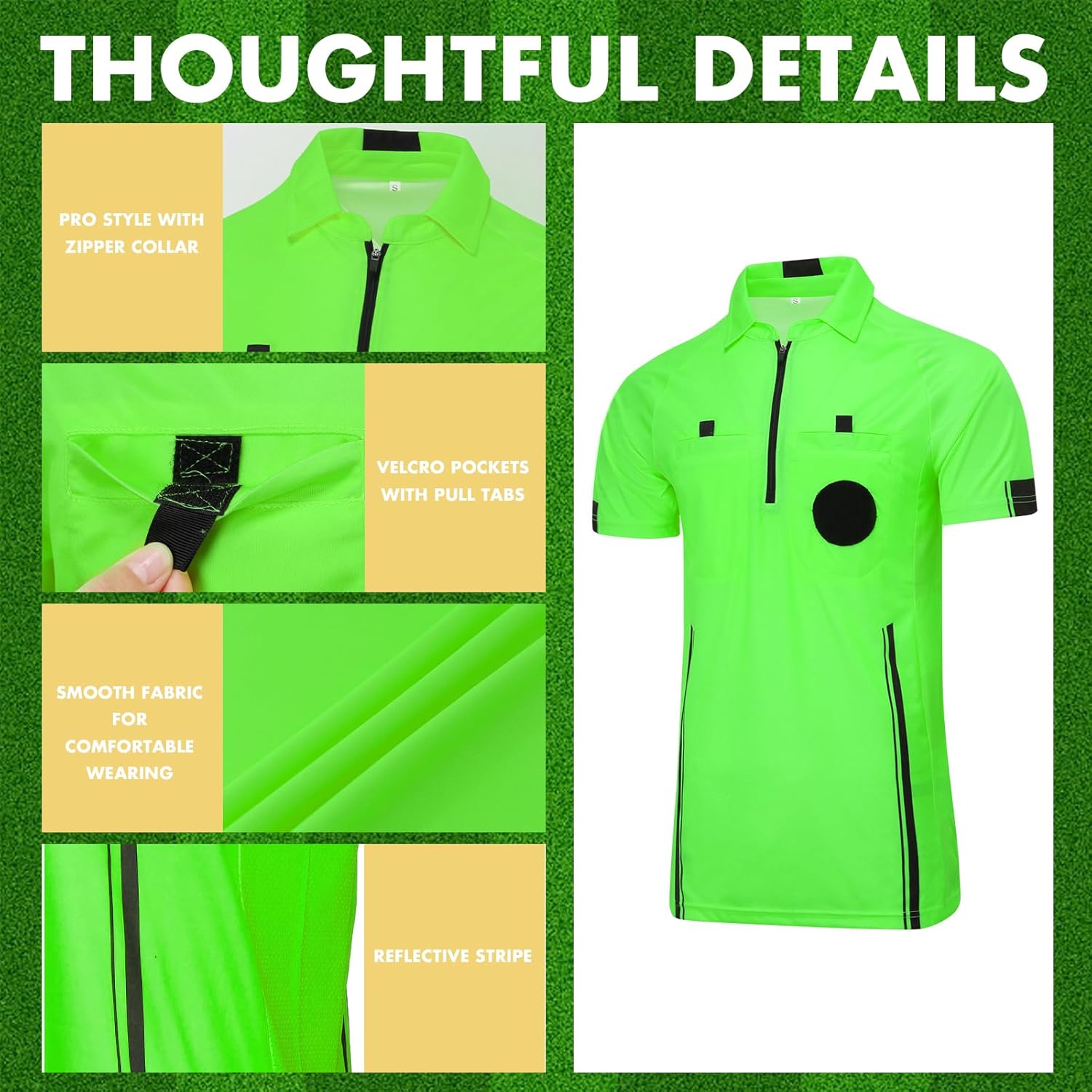 VKT Soccer Referee Shirt Jersey Kit Official Short Sleeve Ref Shirts Uniform Halloween Costume for Men & Women - Image 4