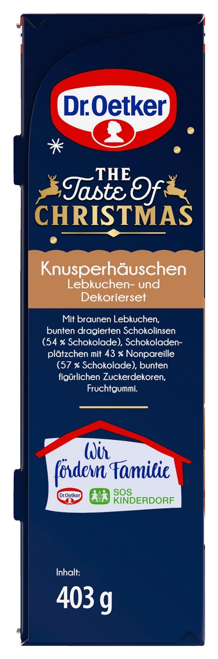 Dr. Oetker Knusperhäuschen - Set aus 4 Lebkuchenhäusern und Dekoriersets zum Basteln und Verzieren für die Weihnachtszeit - 4 x 403 g