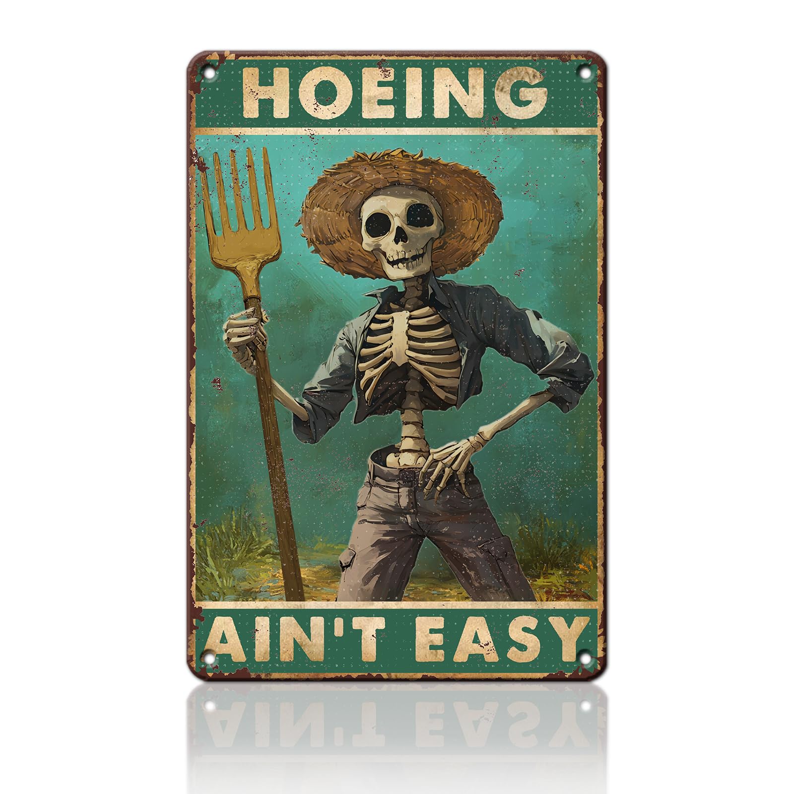 Anceky Hoeing Ain't Easy Tin Sign Retro Metal Sign Wall Decor for Home Yard Outdoor Farmhouse Office 12×8 Inch