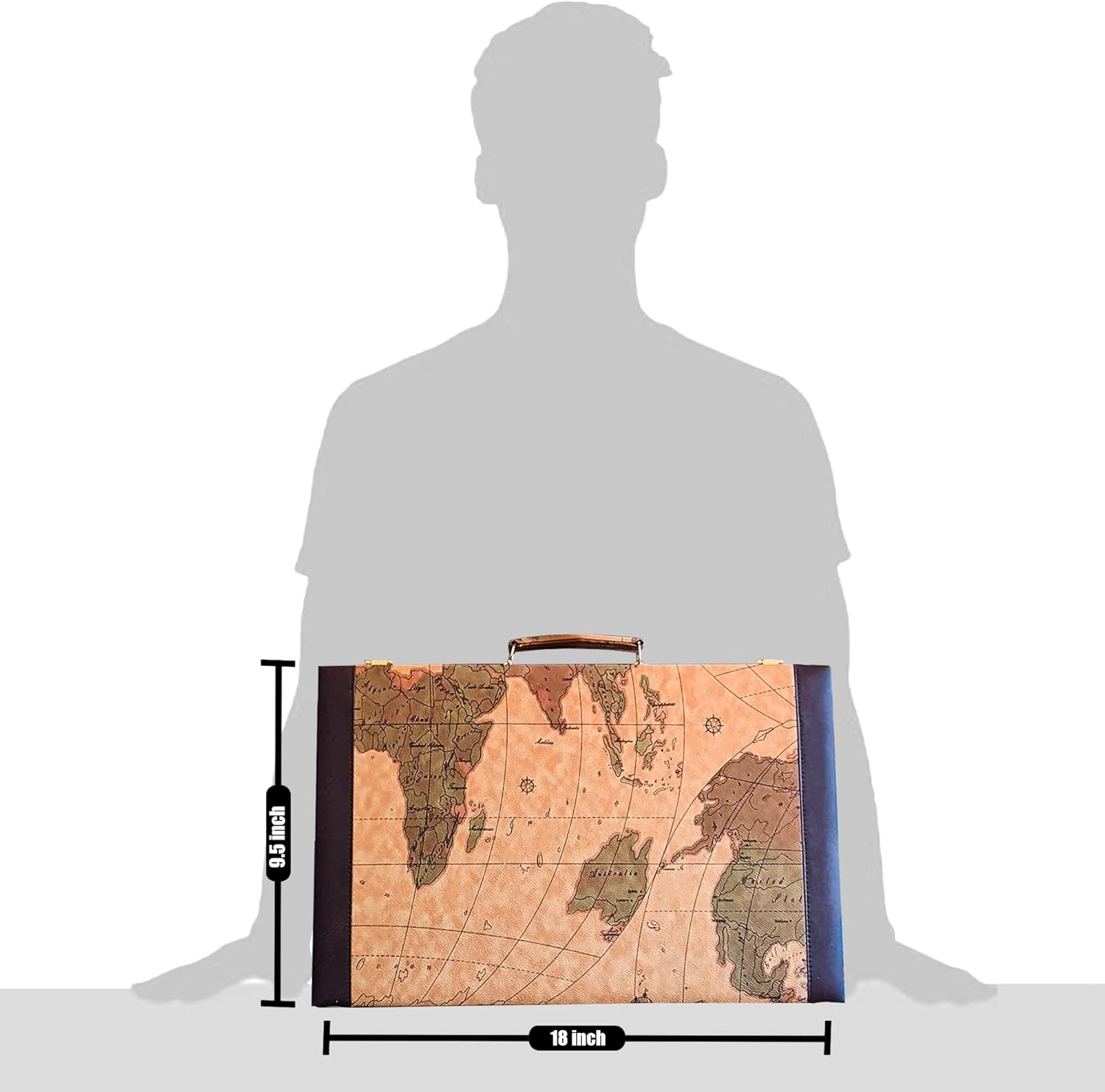 Yglis 18インチ 大型バックギャモンセット 大人用 - プレミアムフェイクレザーケース、高品質のフェルト内部、カバー付きヒンジ