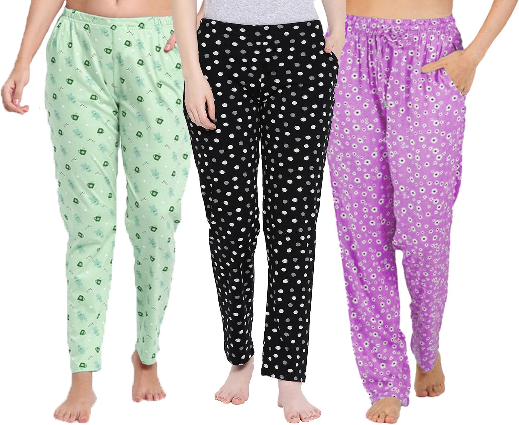 GenericWest Gate Clothing Plus Size 100% Cotton Women's Pyjamas Combo/Colors and Prints May Vary (Pack Of 3)