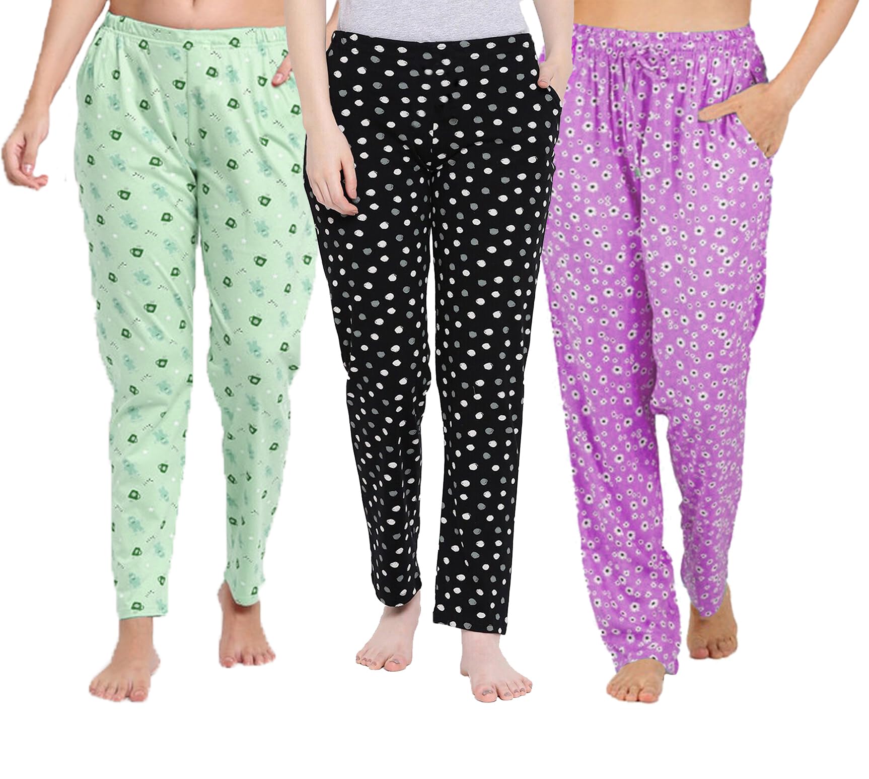 GenericWest Gate Clothing Plus Size 100% Cotton Women's Pyjamas Combo/Colors and Prints May Vary (Pack Of 3)