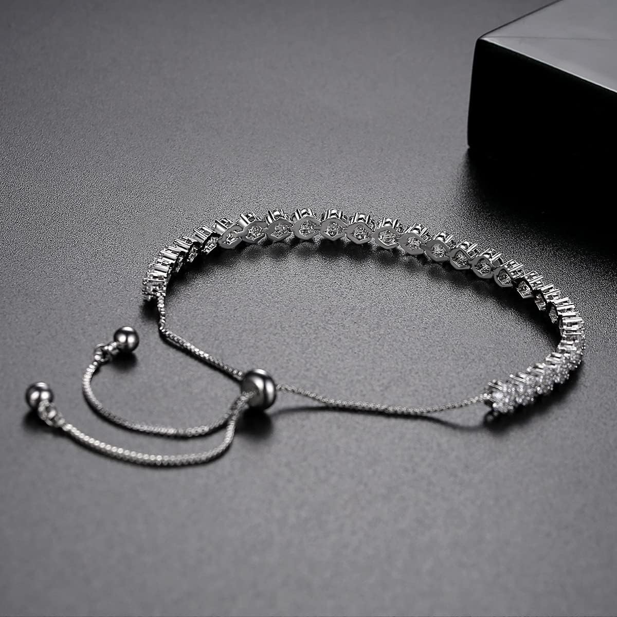 14K Gold Moissanite Tennis Bracelet For Women, D Color VVS1 Brilliant Cut, Adjustable Bracelet, Delicate Valentine's Day Gift