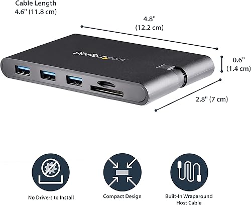 Miniatura 2 de StarTech.com Adaptador multipuerto USB C – Mini Dock USB tipo C con HDMI 4K o VGA 1080p Video – 100W Power Delivery Passthrough, 3 puertos USB 3.0
