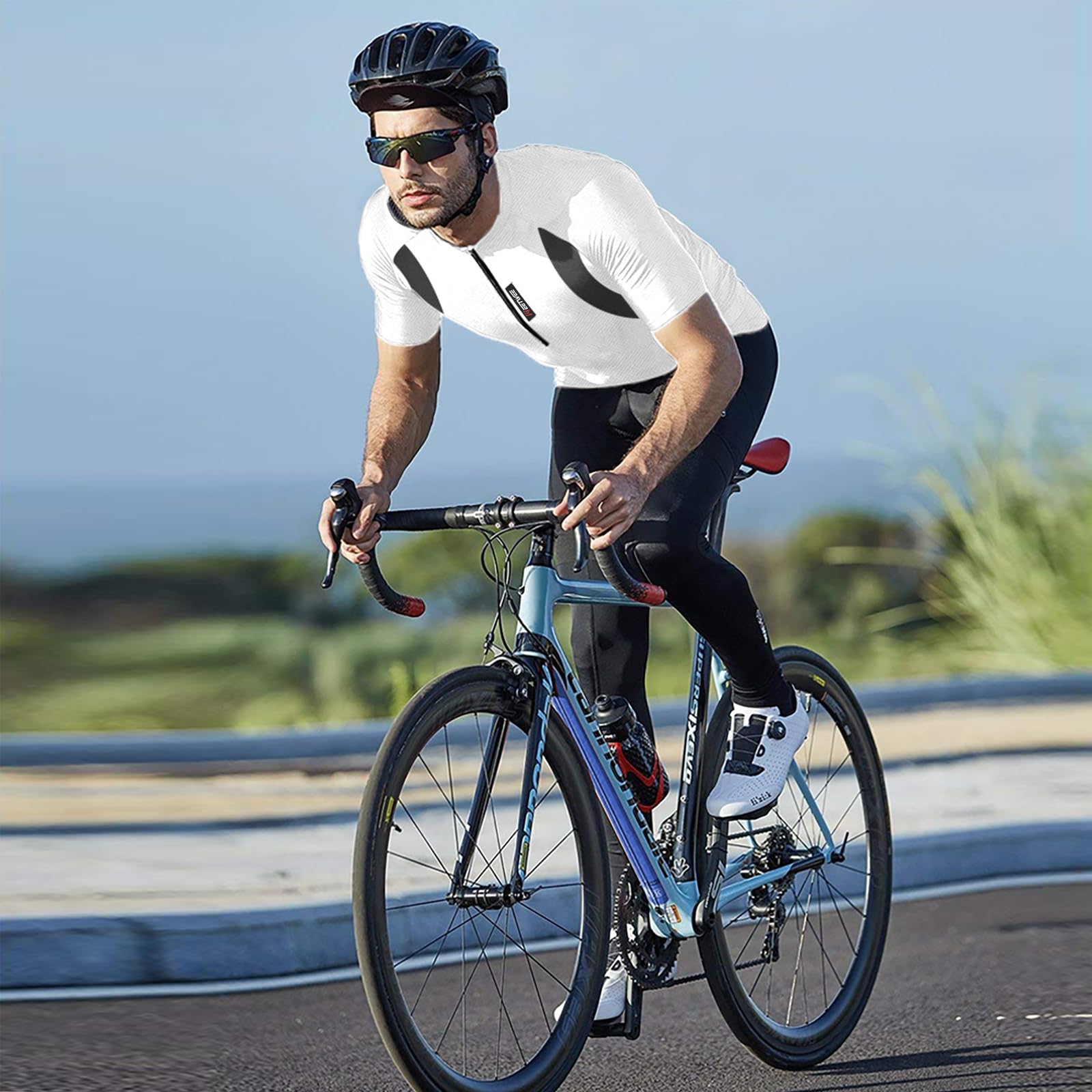 MEETWEE Maillot Cyclisme Homme, Vélo Jersey VTT Vêtements Manche Courte Séchage Respirant Cyclisme Tee Shirt