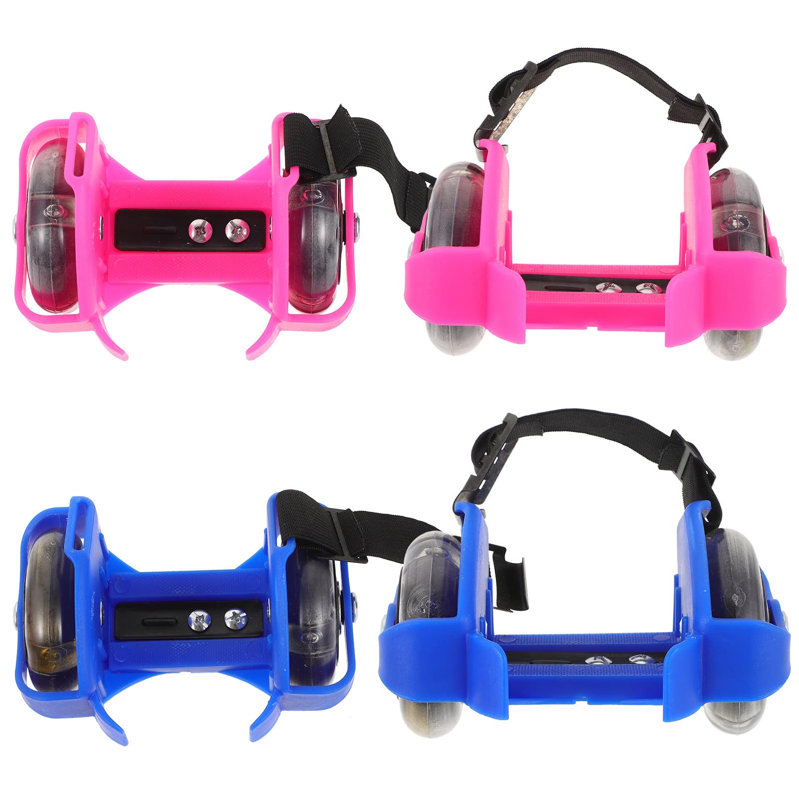 Garneck 2 Pares de Zapatillas de Skate Ajustables de PVC Ruedas Luminosas para Niños y Adultos, Patines Fáciles de Usar y Protección Segura para Exteriores