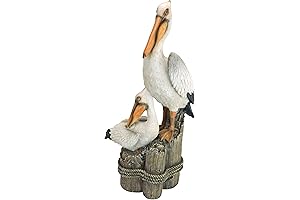 Coastal Decor Ocean's Perch Pelicans Garden Bird Statue