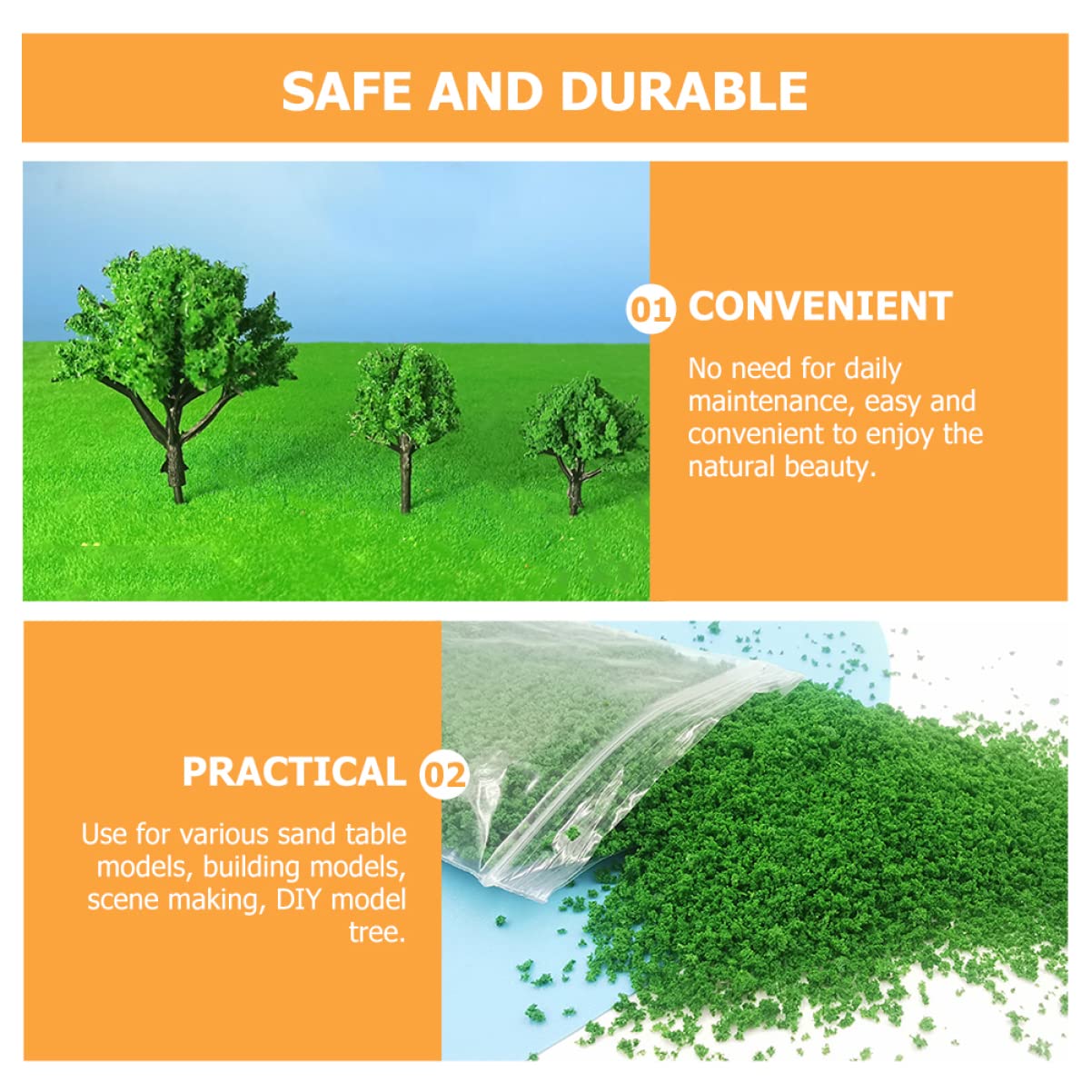 EXCEART Green Sponge Grass Powder for Crafts 3 Bags 2.12Oz Each Artificial Grass Flock Scatter Model Railway Landscape Diy Scenery Basing Material - Image 2
