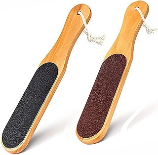 فوريست أروما اداة تنظيف القدم بمقبض خشبي عبوة من قطعتين - فرشاة باديكير مزدوجة الجوانب لازالة الجلد الميت ومسامير - مكشطة قدم للنساء والرجال