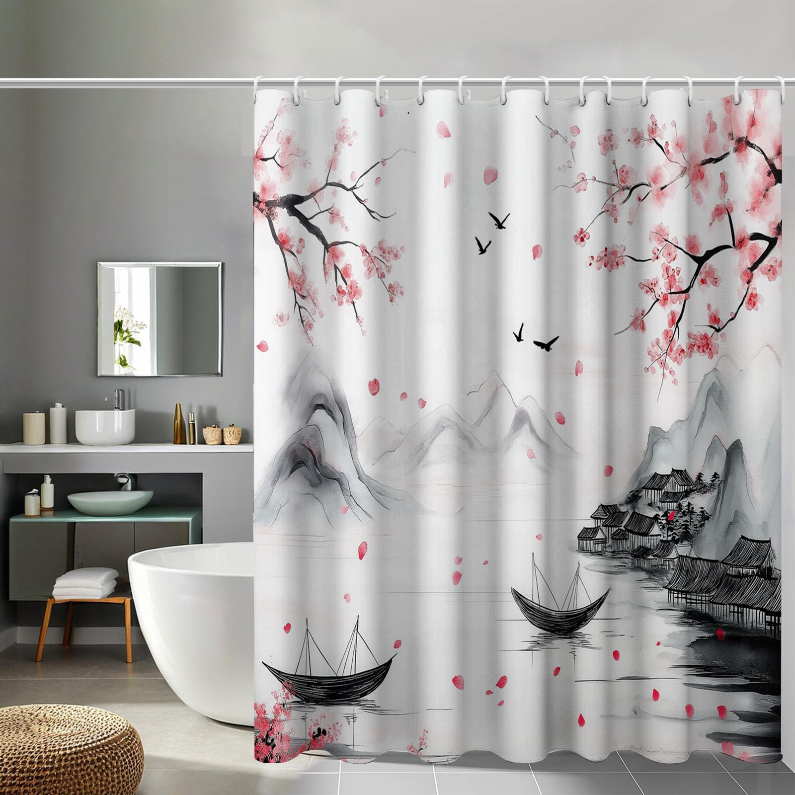 Rideau de douche 180 x 180 cm anti moisissure avec crochets fournis