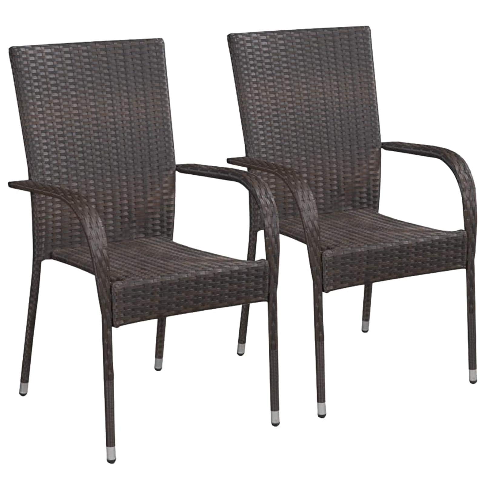 Chaises en résine tressée marron empilables résistantes pour salle à manger jardin