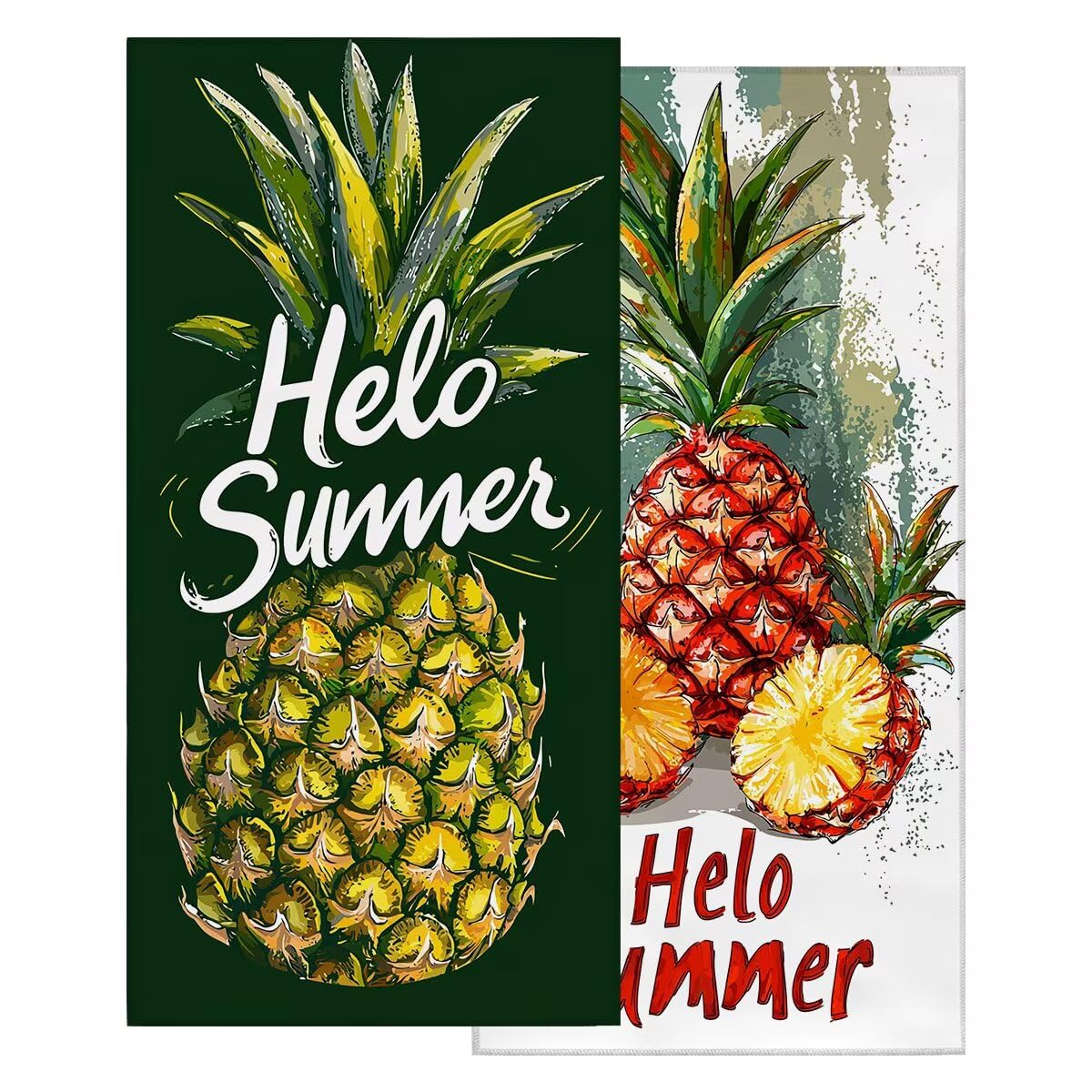 Toalla Playa 100x200 cm, Toalla Gimnasio Microfibra Secado Rapido, Juego de 2 Antiarena Toallas de Playa, Ligera Compacta Toallas Microfibra Grande para Viaje, Regalo Hombre Regalo Mujer (Piña) -4981