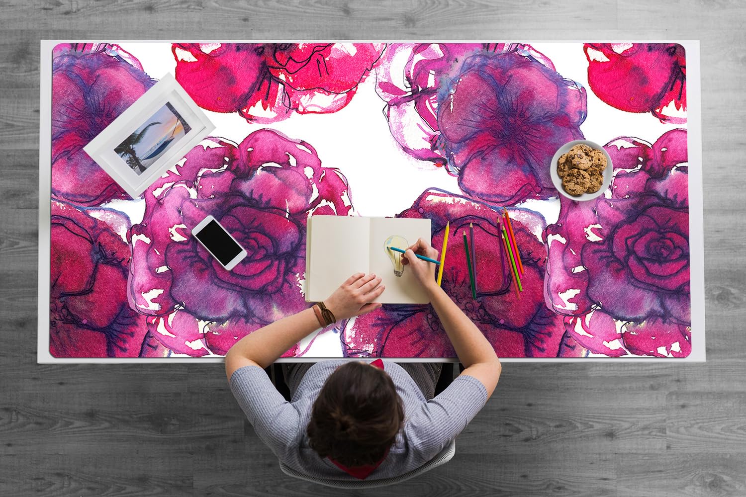 Couverture de bureau en vinyle imperméable protection de table PVC 120x60 cm - 8
